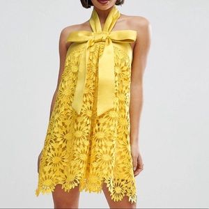 ASOS PETITE bow lace mini dress